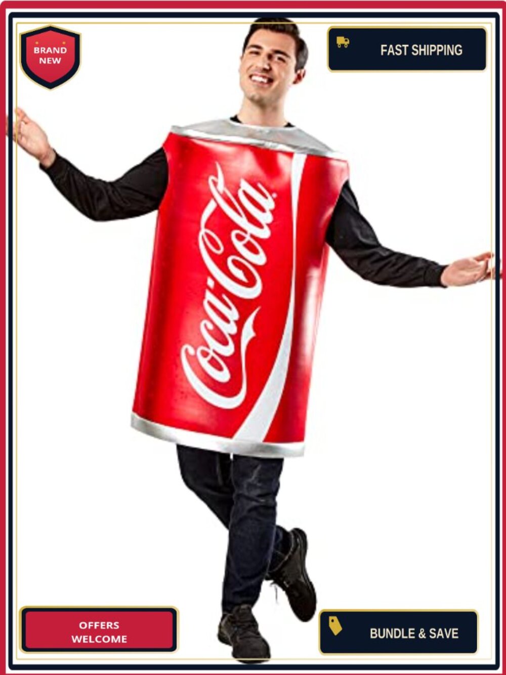 Coca-Cola Can Costume Tabard Unisex One Size Adult Halloween
